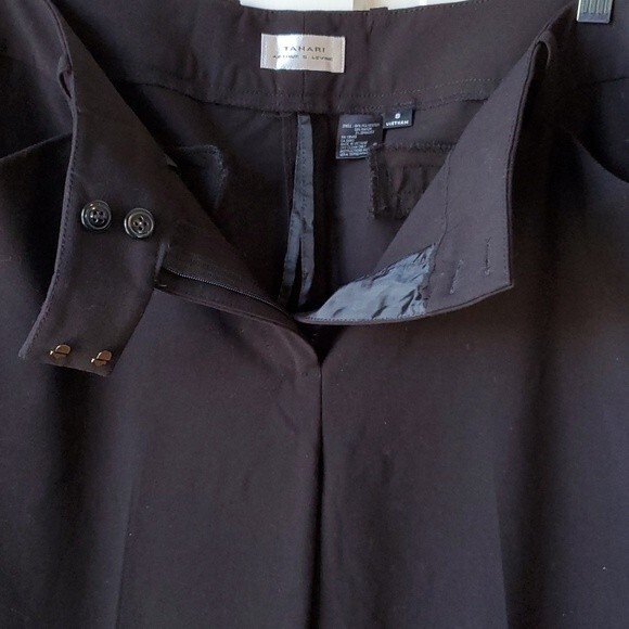 TAHARI ASL BLACK HIGH RISE PANTS STRAIGHT LEG SZ 8 CLASSIC CONTEMPORARY CAPSULE - Picture 6 of 7